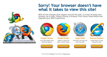 Browser Blocker Plugin Default Splash Page