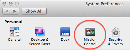 Select Mission Control to change your Spaces Settings Rearranging Spaces settings are set in the Mission Control section of the System Preferences Panel